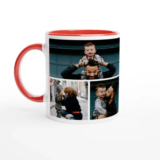 "11oz Coloured Mug with 4 Photo Collage - Personalized Image Display"-1
