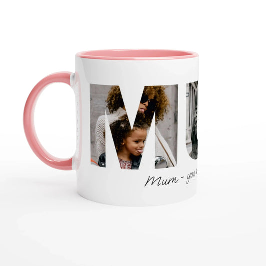 "Personalised 11oz Coloured Photo Mug - Perfect Gift for Mum"-1