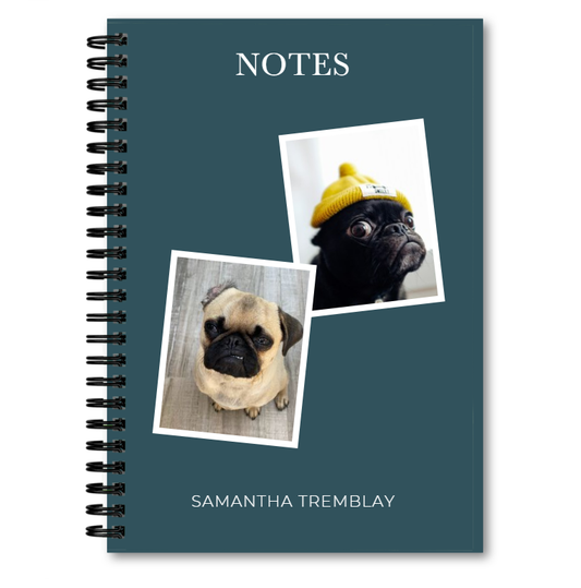 A5 or A4  Spiral Bound Notebook with Soft Cover and Custom Photo Design (Choice of 11 Colours)